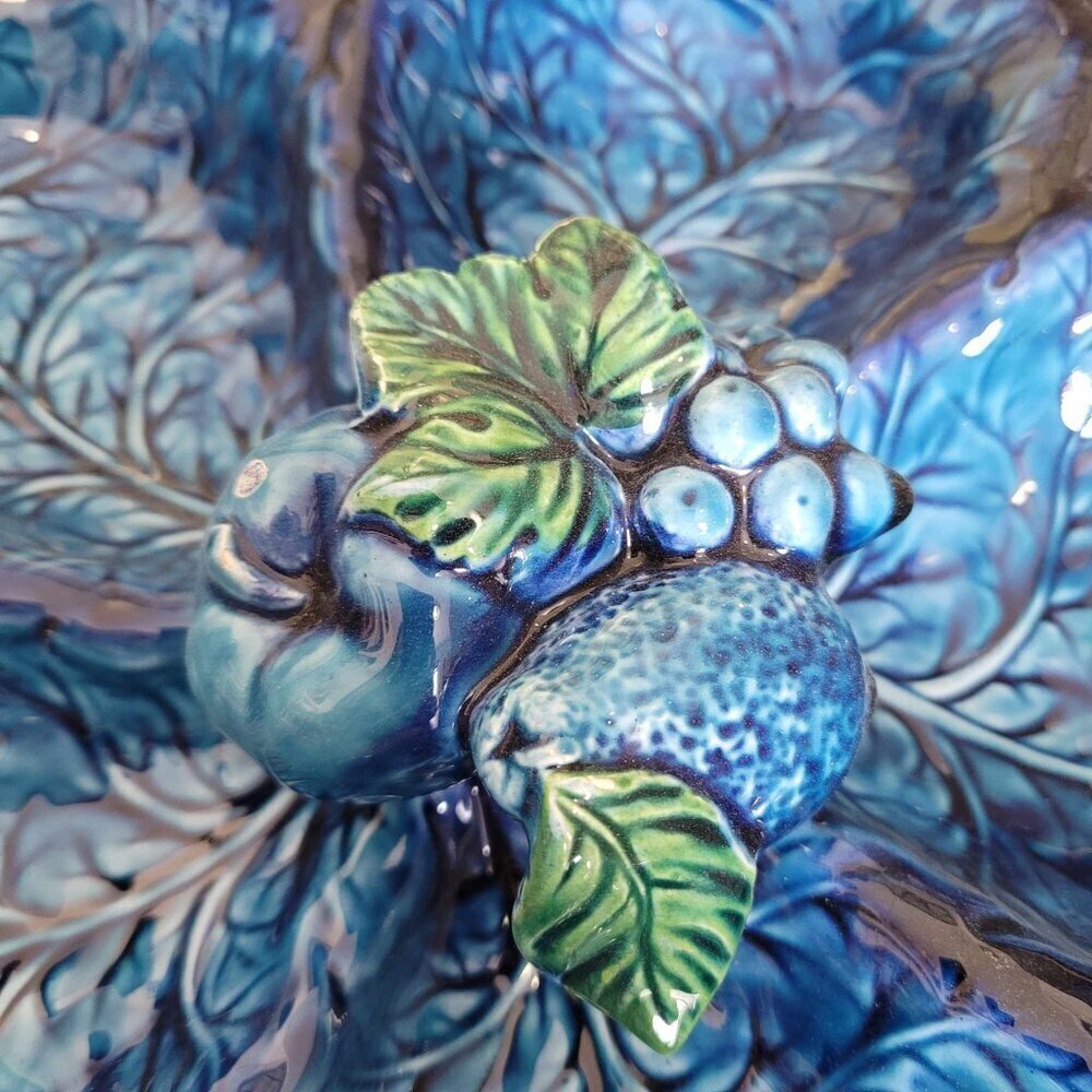 INARCO Mood Indigo Vintage Serving Tray Blue Fruits - Picture 9 of 13